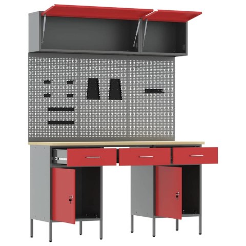 ZESTAW SZAFEK ROBOCZYCH Z SZUFLADĄ Z BLOKADĄ 8 SZT. CZERWONY