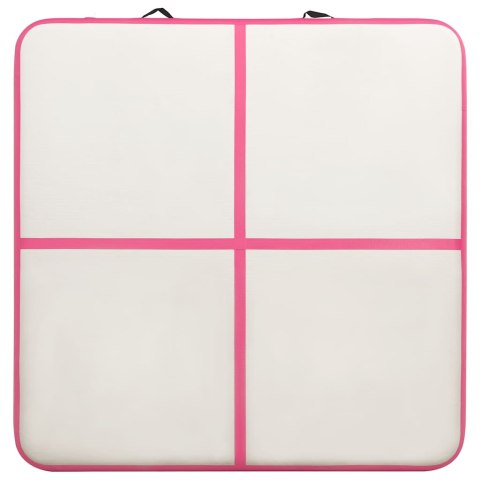 MATA GIMNASTYCZNA Z POMPKĄ 200X200X15CM PVC RÓŻOWA