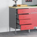 STÓŁ WARSZTATOWY Z SZUFLADĄ CZERWONY I SZARY 50X 55X 85CM