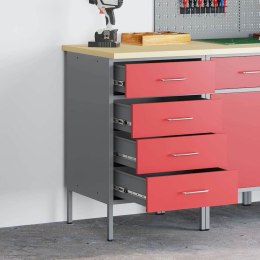 STÓŁ WARSZTATOWY Z SZUFLADĄ CZERWONY I SZARY 50X 55X 85CM