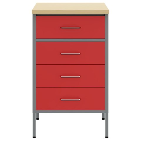 STÓŁ WARSZTATOWY Z SZUFLADĄ CZERWONY I SZARY 50X 55X 85CM