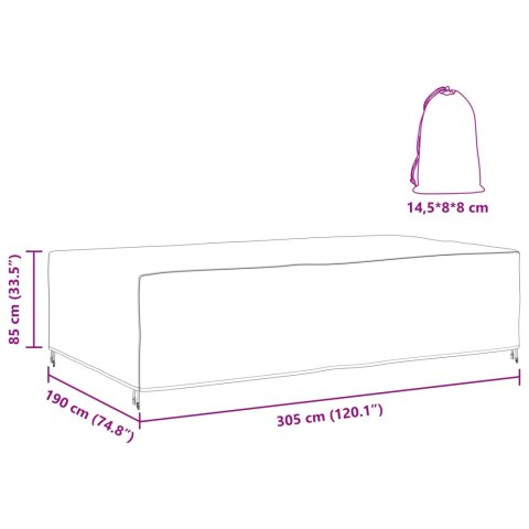 POKROWIEC NA MEBLE GŁADKI CZARNY 305X190X85CM 210D