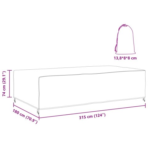 POKROWIEC NA MEBLE GŁADKI CZARNY 315X180X74CM 600D
