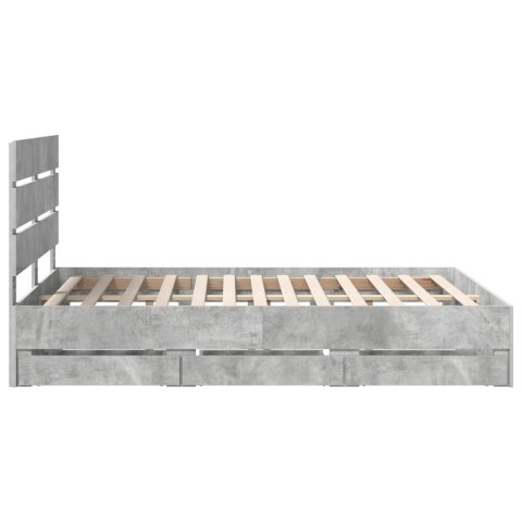 RAMKA ŁÓŻKA BETONOWY SZARY 140X 190CM DREWNO INŻYNIERYJNE