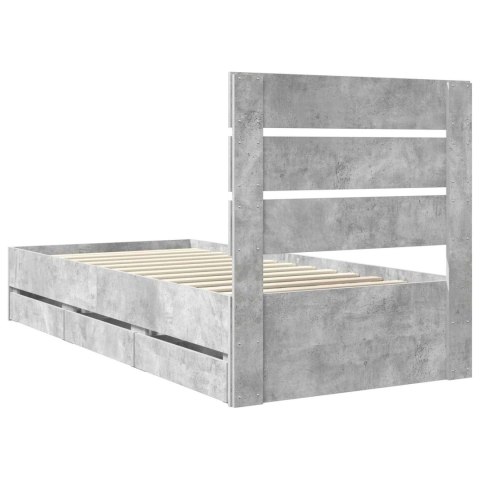 RAMKA ŁÓŻKA BETONOWY SZARY 90X 200CM DREWNO INŻYNIERYJNE