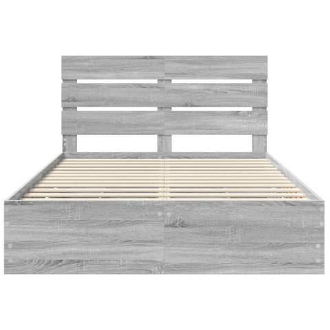 RAMKA ŁÓŻKA SZARY SONOMA 140X 190CM DREWNO INŻYNIERYJNE