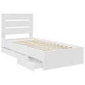 RAMKA ŁÓŻKA Z SZUFLADĄ BIAŁY 100X 200CM DREWNO INŻYNIERYJNE
