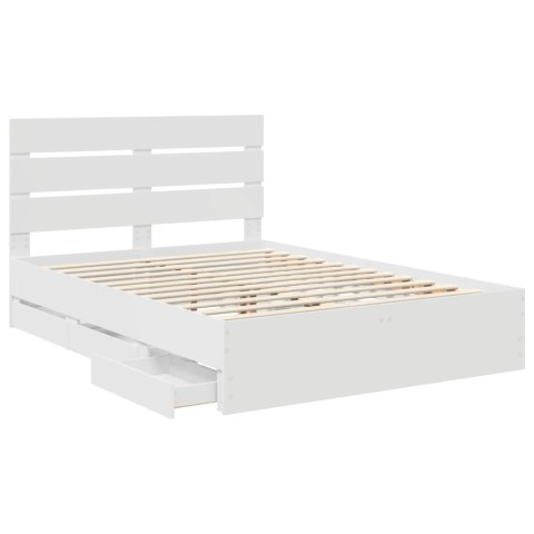RAMKA ŁÓŻKA Z SZUFLADĄ BIAŁY 140X 190CM DREWNO INŻYNIERYJNE