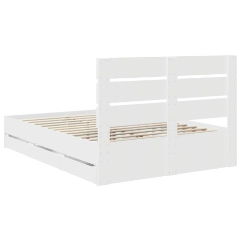 RAMKA ŁÓŻKA Z SZUFLADĄ BIAŁY 140X 200CM DREWNO INŻYNIERYJNE