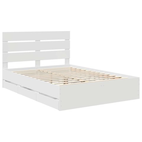 RAMKA ŁÓŻKA Z SZUFLADĄ BIAŁY 150X 200CM DREWNO INŻYNIERYJNE