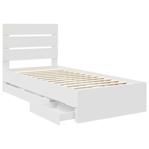 RAMKA ŁÓŻKA Z SZUFLADĄ BIAŁY 90X 190CM DREWNO INŻYNIERYJNE