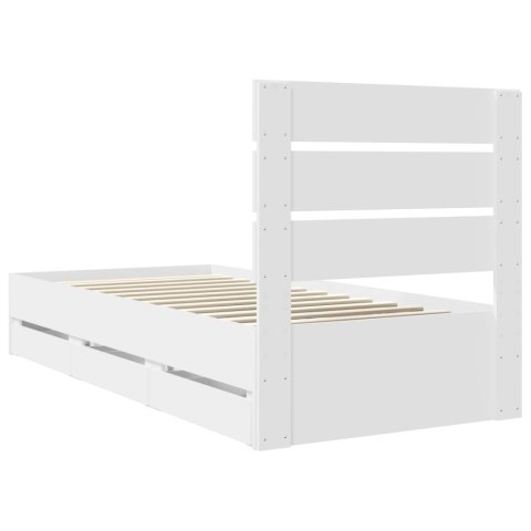 RAMKA ŁÓŻKA Z SZUFLADĄ BIAŁY 90X 190CM DREWNO INŻYNIERYJNE