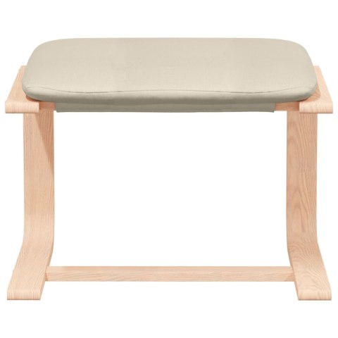 FOTEL Z PODNÓŻKIEM KREMOWA OBITY TKANINĄ