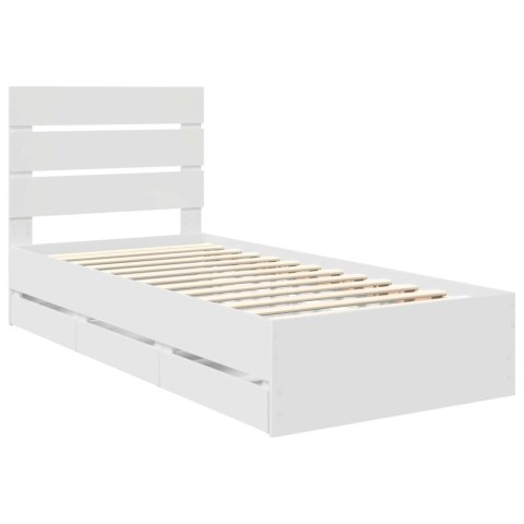 RAMKA ŁÓŻKA Z SZUFLADĄ BIAŁY 75X 190CM DREWNO INŻYNIERYJNE