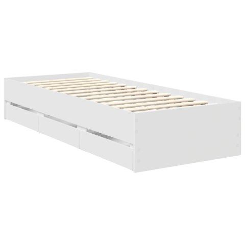 RAMKA ŁÓŻKA Z SZUFLADĄ BIAŁY 75X 190CM DREWNO INŻYNIERYJNE