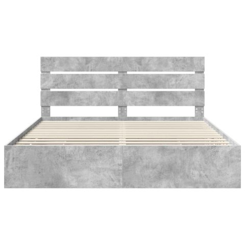 RAMKA ŁÓŻKA BETONOWY SZARY 180X 200CM DREWNO INŻYNIERYJNE