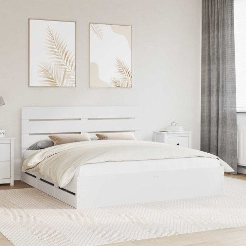 RAMKA ŁÓŻKA Z SZUFLADĄ BIAŁY 180X 200CM DREWNO INŻYNIERYJNE