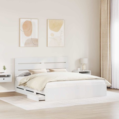 RAMKA ŁÓŻKA Z SZUFLADĄ BIAŁY 180X 200CM DREWNO INŻYNIERYJNE
