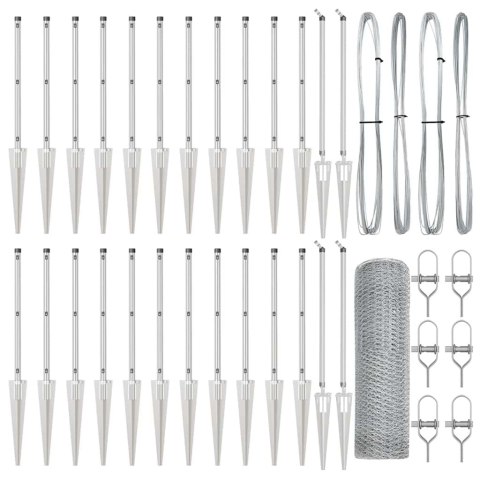 SŁUPEK OGRODZENIOWY. SREBRNY 50X 0,8M (SIATKA 25MM) STAL