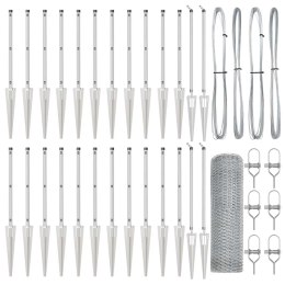 SŁUPEK OGRODZENIOWY. SREBRNY 50X 1M (SIATKA 13MM) STAL