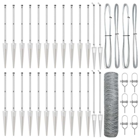 SŁUPEK OGRODZENIOWY. SREBRNY 50X 1M (SIATKA 36MM) STAL