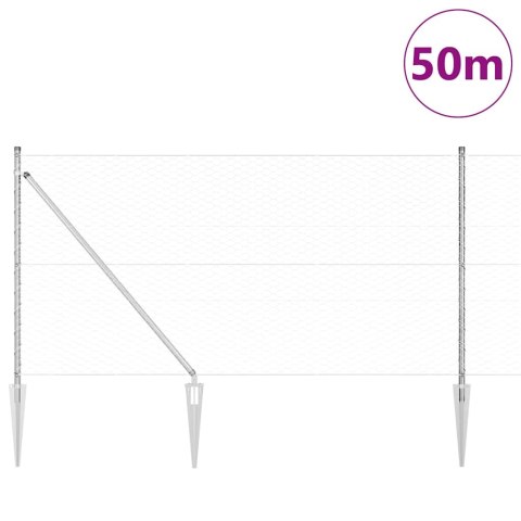 SŁUPEK OGRODZENIOWY. SREBRNY 50X 1M (SIATKA 36MM) STAL