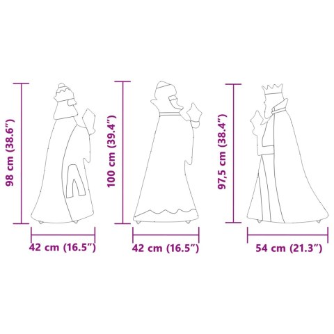 OŚWIETLENIE CHOINKOWE 3 KRÓLI 3 SZT. CIEPŁA BIEL 105CM TKANINA
