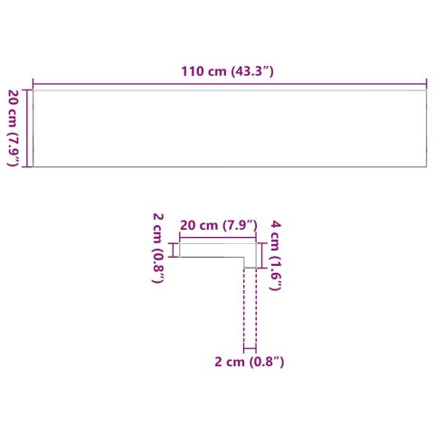 PARAPETY 2 SZT. SUROWE 110X20X2CM LITE DREWNO DĘBOWE