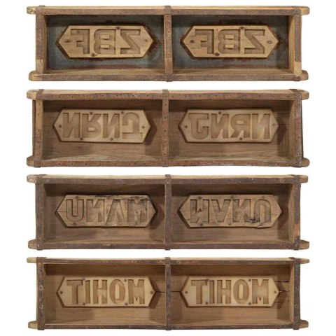 TACA 4 SZT. BRĄZOWY 57X 15X 9CM LITE DREWNO RECYKLINGOWE