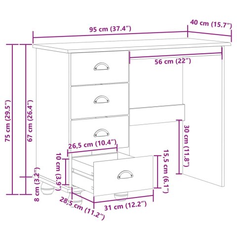 BIURKO DO PISANIA Z SZUFLADĄ ASKIM BIAŁY 95X 40X 75CM