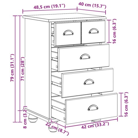 KOMODA ASKIM BIAŁY 45,8X 40X 79CM LITE DREWNO SOSNOWE