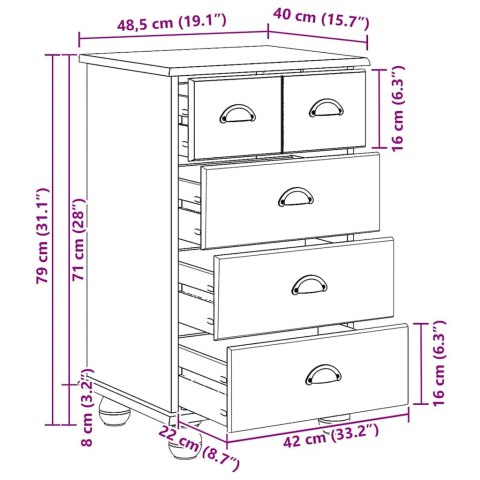KOMODA ASKIM BRĄZOWY 45,8X 40X 79CM LITE DREWNO SOSNOWE
