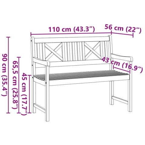 ŁAWKA OGRODOWA BRĄZOWY 110X 56X 90CM LITE DREWNO AKACJI