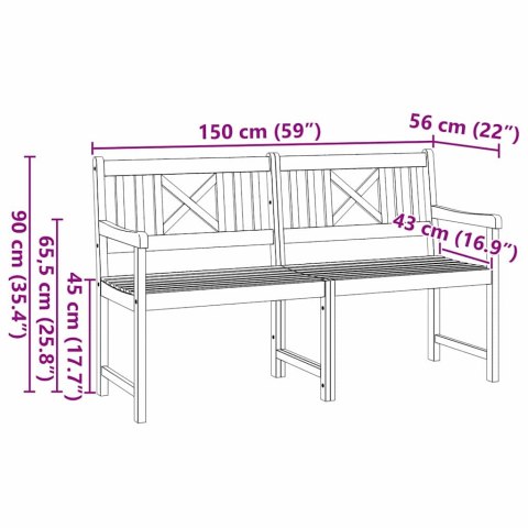 ŁAWKA OGRODOWA BRĄZOWY 150X 56X 90CM LITE DREWNO AKACJI