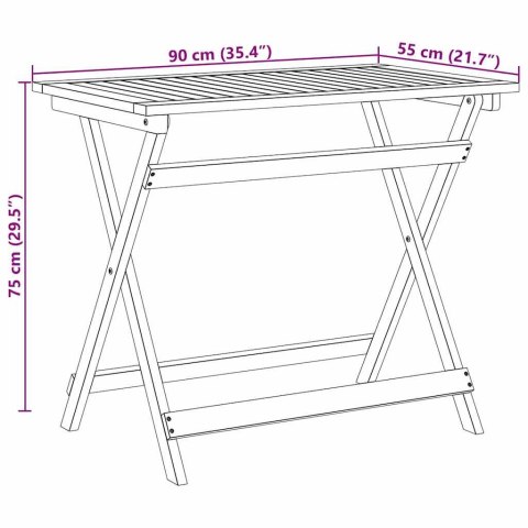 STÓŁ OGRODOWY BRĄZOWY 90X 55X 75CM LITE DREWNO AKACJI