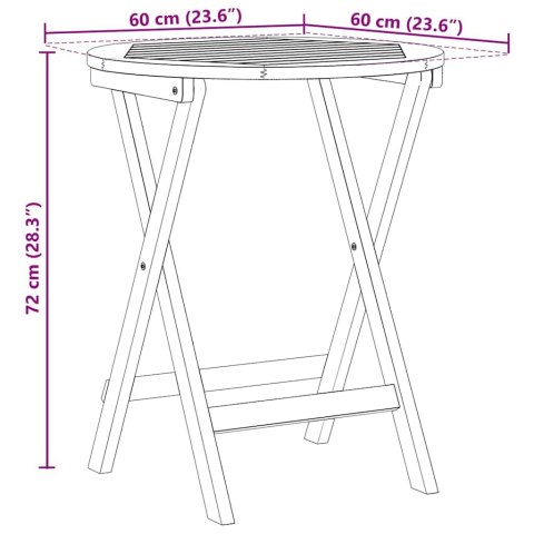 STÓŁ OGRODOWY NATURALNY 60X 60X 72CM LITE DREWNO AKACJI