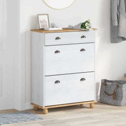 SZAFKA NA BUTY ASKIM BIAŁY 85X 35X 108CM LITE DREWNO SOSNOWE