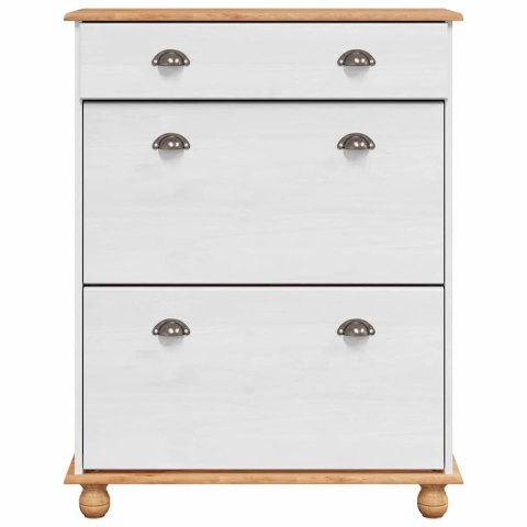SZAFKA NA BUTY ASKIM BIAŁY 85X 35X 108CM LITE DREWNO SOSNOWE
