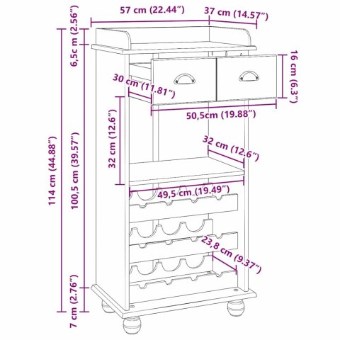 SZAFKA NA WINO ASKIM WOSK MIODOWY 57X 37X 114CM
