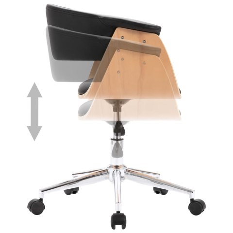 OBROTOWE KRZESŁO STOŁOWE CZARNE GIĘTE DREWNO I SZTUCZNA SKÓRA