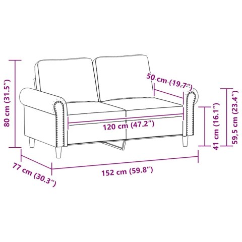 2-OSOBOWA SOFA SZARY 120CM SZTUCZNA SKÓRA