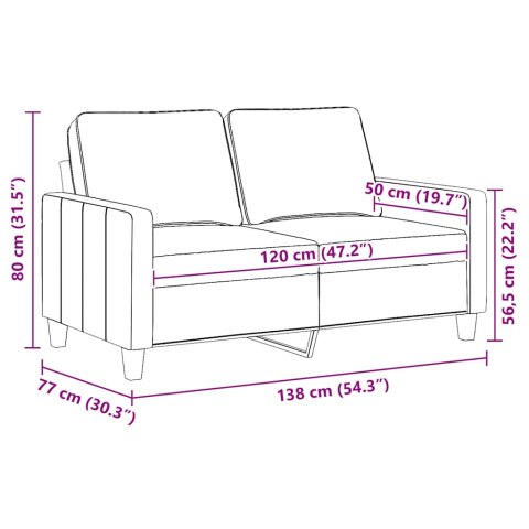 SOFA 2-OSOBOWA CIEMNOSZARA 120CM TAPICEROWANA TKANINĄ