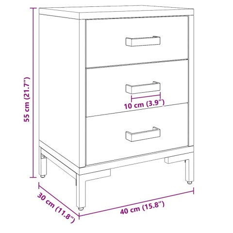 SZAFKA NOCNA BRĄZOWA 40X30X55CM DREWNO SOSNOWE Z ODZYSKU