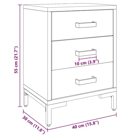 SZAFKA NOCNA CZARNA 40X30X55CM DREWNO SOSNOWE Z ODZYSKU