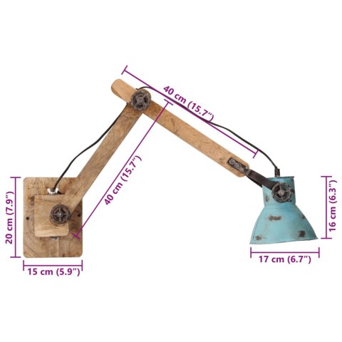 KINKIET 25 W POSTARZANY NIEBIESKI 96X15X20CM E27