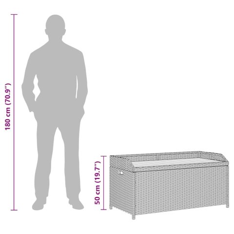ŁAWKA OGRODOWA ZE SCHOWKIEM 120CM POLIRATTAN CZARNA