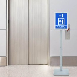 STOJAK NA PLAKATY SREBRNY 32X 27X 119CM PVC I ŻELIWO