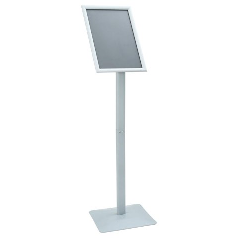 STOJAK NA PLAKATY SREBRNY 32X 27X 119CM PVC I ŻELIWO