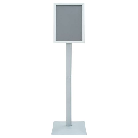STOJAK NA PLAKATY SREBRNY 32X 27X 119CM PVC I ŻELIWO