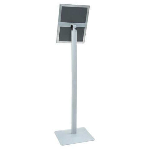 STOJAK NA PLAKATY SREBRNY 32X 27X 119CM PVC I ŻELIWO